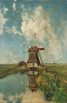 ₴ Репродукция пейзаж от 165 грн.: Ветряная мельница на водном пути полдера, известная как июль 1889