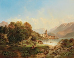 ₴ Репродукция пейзаж от 193 грн.: Вид на Санкт-Вольфганг в Вольфгангзее