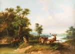 ₴ Репродукция пейзаж от 229 грн.: Пейзаж с дерущимися оленями