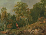 ₴ Репродукция пейзаж от 241 грн.: Лесной пейзаж с мальчиком и его собакой