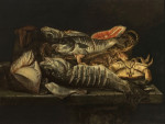 ₴ Репродукция натюрморт от 241 грн.: Натюрморт с рыбой и ракообразными на столе