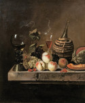 ₴ Репродукція натюрморт від 232 грн.: Натюрморт з фруктами, винною флягою у кошику та великим ремером