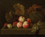 ₴ Репродукція натюрморт від 2598 грн.: Натюрморт з персиками, виноградом, сливами та динею