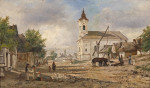 ₴ Репродукция городской пейзаж от 193 грн.: Двор церкви с колодцем