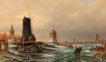 ₴ Репродукция пейзаж от 193 грн.: Голландская лесопилка, водяная и мукомольная мельницы недалеко от Амстердама