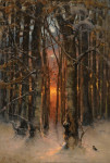 ₴ Репродукция пейзаж от 217 грн.: Закат сквозь деревья
