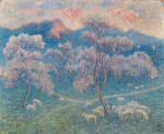 ₴ Репродукция пейзаж от 259 грн.: Овцы среди миндальных деревьев