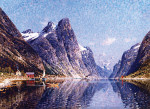 ⚓Репродукция морской пейзаж от 235 грн.: Сцена норвежского фьорда