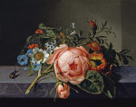 ₴ Репродукция натюрморт от 253 грн.: Натюрморт с ветвью розы, жуком и пчелой
