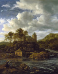₴ Репродукція краєвид від 187 грн.: Замок і водяний млин біля річки