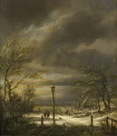 ₴ Репродукція краєвид від 223 грн.: Зимовий краєвид поблизу Харлем з ліхтарним стовпом