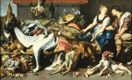 ₴ Репродукция натюрморт от 217 грн.: Кладовая со слугой, поваром, спаниелем и щенками