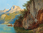 ₴ Репродукция пейзаж от 241 грн.: Вид на озеро Хальштеттер