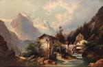 ₴ Репродукция пейзаж от 211 грн.: Мельница в горах