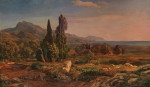 ₴ Репродукция пейзаж от 193 грн.: Кипарисы в парке Вилла д'Эсте недалеко от Тиволи