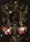 ₴ Репродукция натюрморт от 204 грн.: Бюст Константина Гюйгенса в окружении цветочной гирлянды