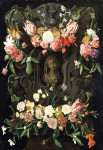 ₴ Репродукция натюрморт от 204 грн.: Цветы вокруг картуша с изображением Богородицы