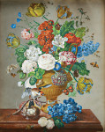 ₴ Репродукция натюрморт от 242 грн.: Большой цветочный натюрморт с бабочками