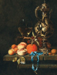 ₴ Репродукция натюрморт от 257 грн.: Абрикосы, персики и другие фрукты со стеклом и кувшином
