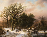 ₴ Репродукция пейзаж от 372 грн.: Снежная лесная сцена