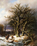 ₴ Репродукция пейзаж от 349 грн.: Зимний пейзаж с собирателями хвороста
