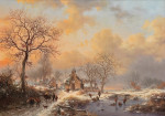 ₴ Репродукция пейзаж от 337 грн.: Зимний пейзаж с фигурами возле часовни Нотр-Дам де Аффлиж в Сталле
