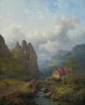 ₴ Репродукция пейзаж от 349 грн.: Долина скалистых гор с путешественниками