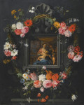 ₴ Репродукция натюрморт от 356 грн.: Гирлянда цветов, окружающих Богородицу с младенцем