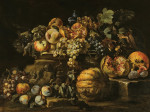 ₴ Репродукция натюрморт от 355 грн.: Натюрморт с инжиром, абрикосами, персиками, гранатами, яблоками, виноградом и тыквой