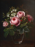 ₴ Репродукція натюрморт від 288 грн.: Троянди та анемони у скляній вазі