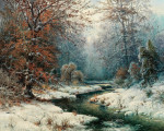 ₴ Репродукция пейзаж от 372 грн.: Зимний речной пейзаж