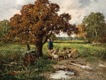 ₴ Репродукция пейзаж от 355 грн.: Пастушка со стадом овец