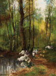 ₴ Репродукция пейзаж от 355 грн.: Утки у лесного ручья
