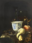 ₴ Репродукция натюрморт от 363 грн.: Натюрморт с фарфоровой чашей, фужерами и апельсином