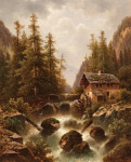 ₴ Репродукция пейзаж от 242 грн: Мельница на горном потоке
