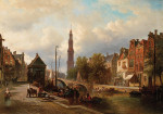 ₴ Репродукция городской пейзаж от 328 грн.: Вид на канал Принсенграхт в Амстердаме
