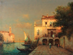 ₴ Репродукция городской пейзаж от 355 грн.: Фигуры у венецианского канала