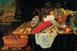 ₴ Репродукція натюрморт від 319 грн.: Омар, фрукти та сосуди на дерев'яному столі