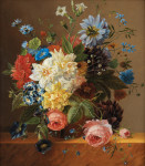 ₴ Репродукция натюрморт от 335 грн.: Цветы в терракотовой вазе на выступе