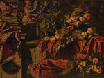 ₴ Репродукция натюрморт от 355 грн.: Натюрморт с фруктами на карнизе, задрапированном парчой