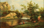 ₴ Репродукция пейзаж от 310 грн.: Коровы в речном пейзаже