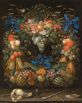 ₴ Репродукция натюрморт от 388 грн.: Гирлянда фруктов с початками кукурузы и арбузами