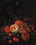 ₴ Репродукция натюрморт от 388 грн.: Смешанные фрукты с венецианским стеклом в каменной нише