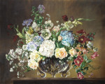 ₴ Репродукция натюрморт от 415 грн.: Натюрморт с букетом цветов в стеклянной вазе