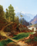 ₴ Репродукция пейзаж от 388 грн.: Вид на Высокие Альпы возле Вайхзельбодена в Штирии
