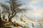₴ Репродукция пейзаж от 338 грн.: Зимний пейзаж с собирателями дров