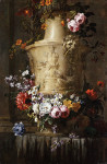 ₴ Репродукция натюрморт от 354 грн.: Мраморная ваза с гирляндой цветов