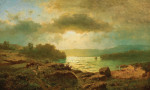 ₴ Репродукція краєвид від 319 грн.: Захід сонця на озері