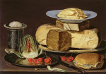 ₴ Репродукция натюрморт от 381 грн.: Натюрморт с сырами, артишоками и вишнями