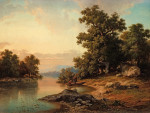 ₴ Репродукція краєвид від 401 грн.: Річковий пейзаж з фігурами